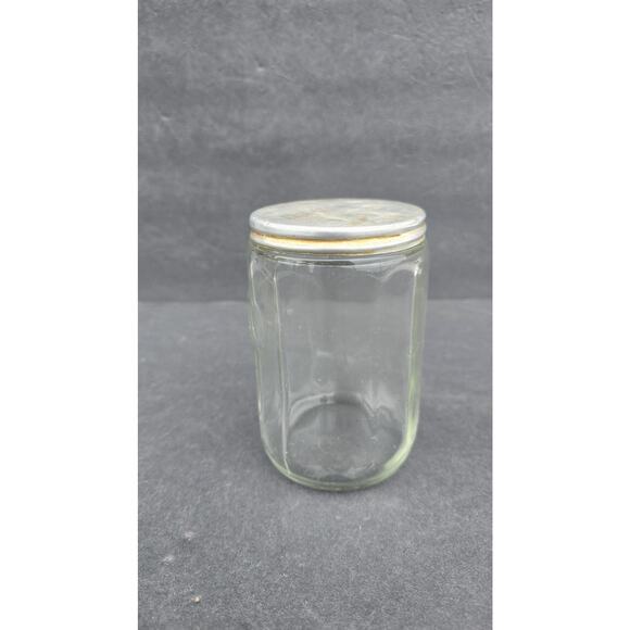 Embossed TEA Glass Canister Jar Clear Kitchen Storage with Metal Lid Paneled - Picture 5 of 8